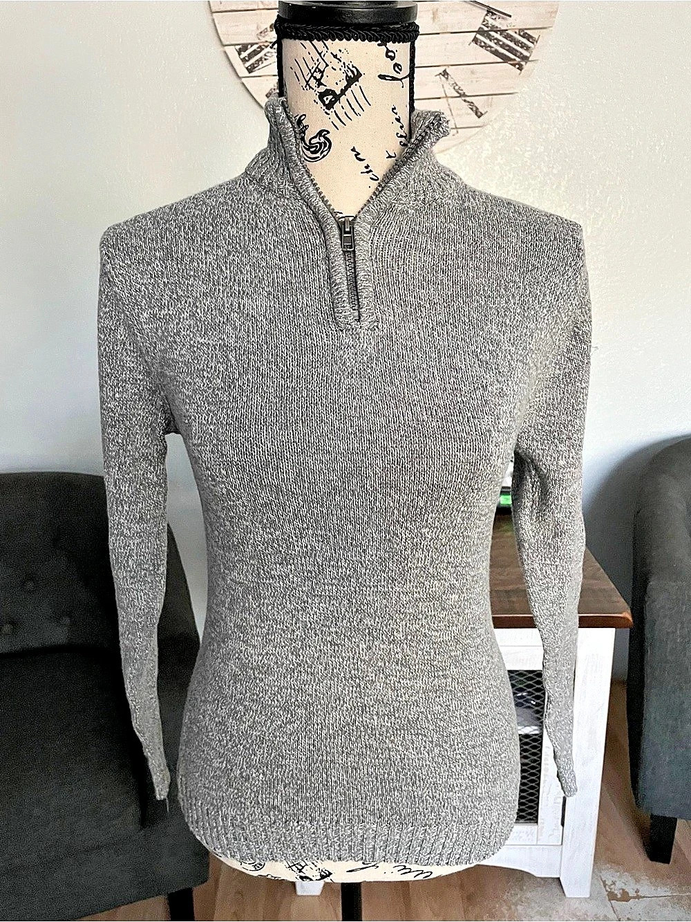 Gray Quarter-Zip Sweater